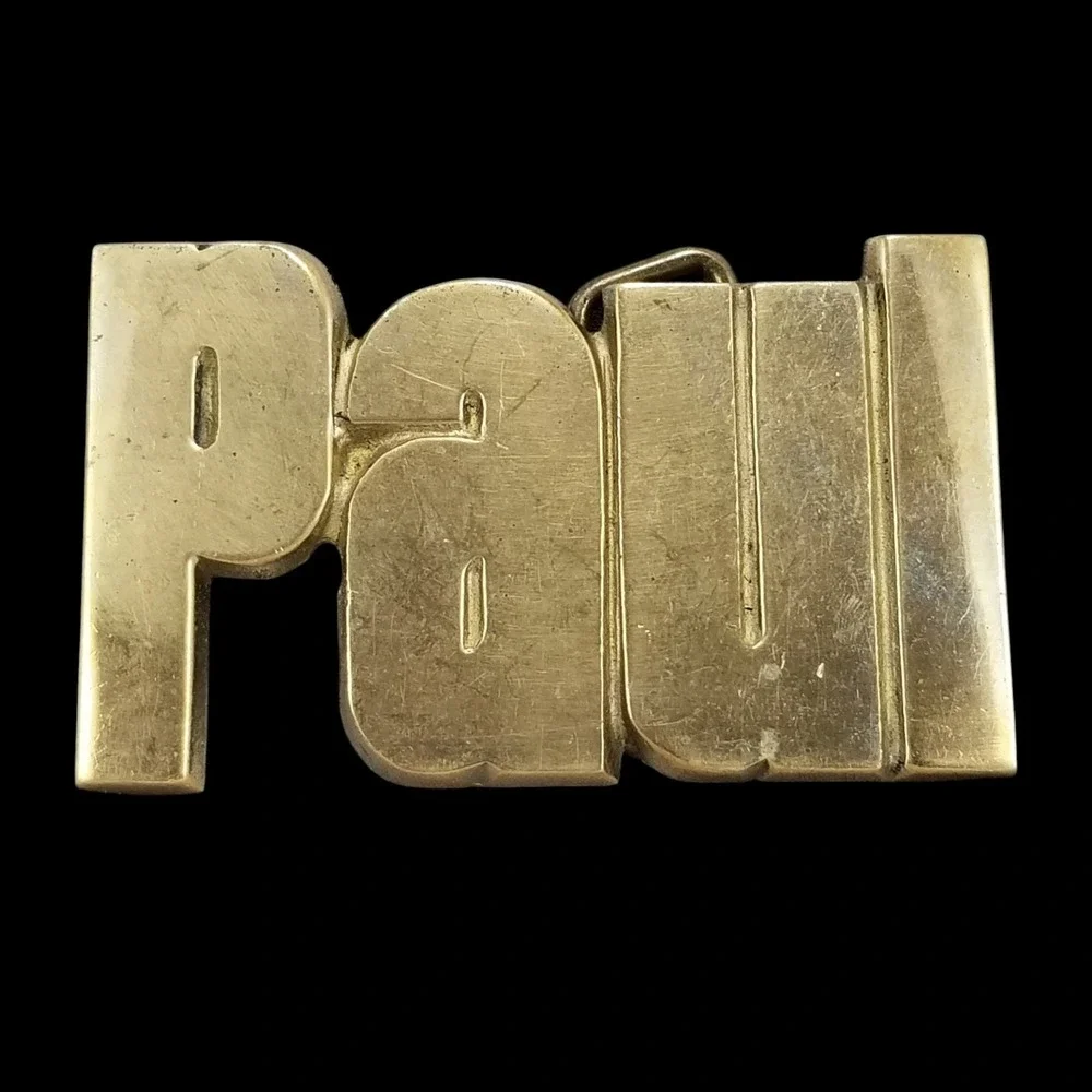 Vintage Paul Name Belt Buckle Solid Brass 1978 Baron‎ Buckle Made in Taiwan